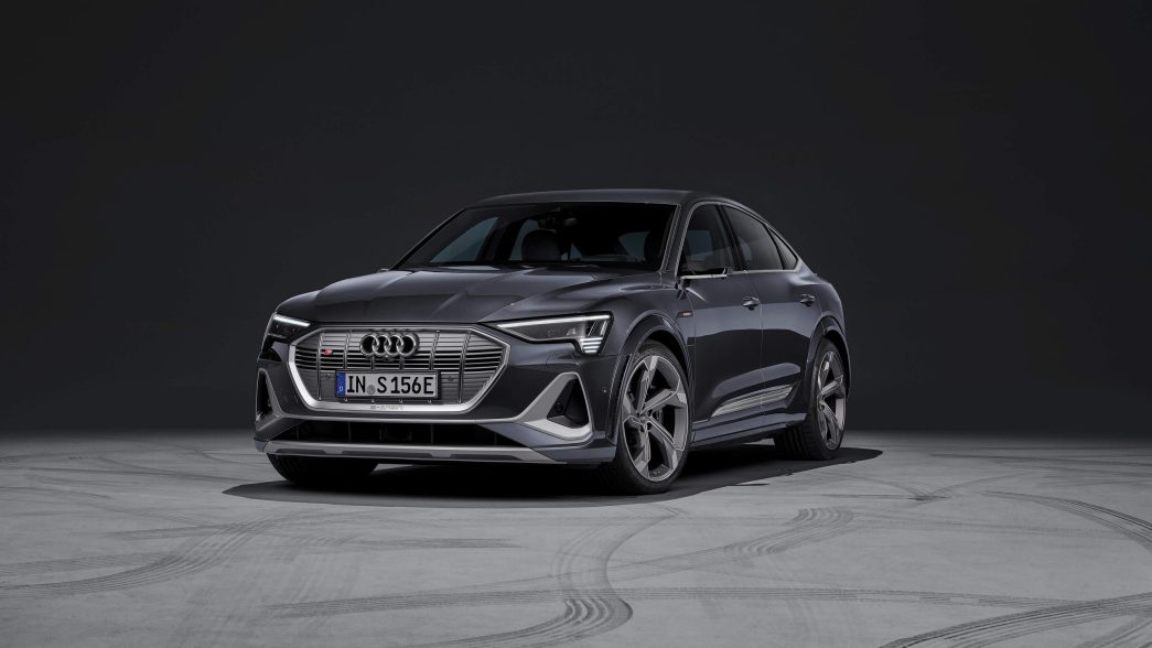 Black Audi e-tron S Sportback front view