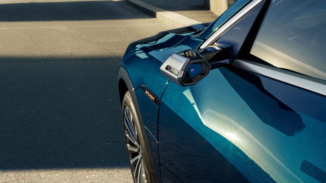 Blue Audi e-tron back door