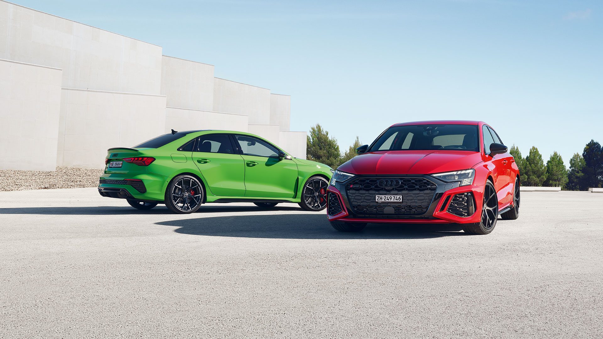 Audi RS3 verte et rouge