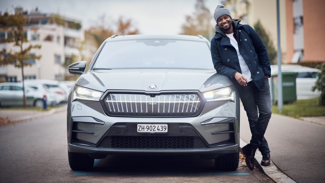 Charles Nguela with Skoda car