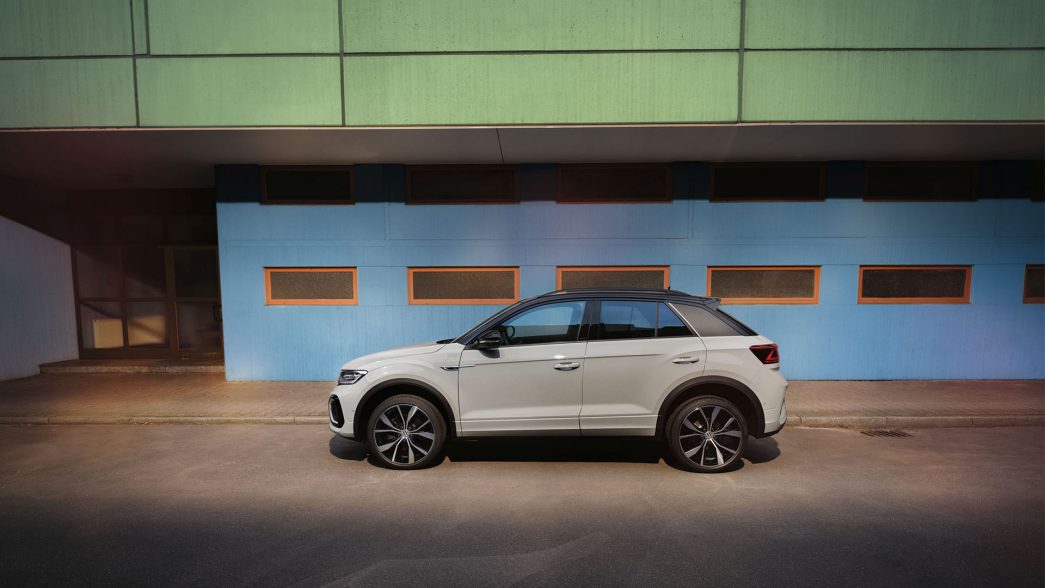 White VW T-Roc side view