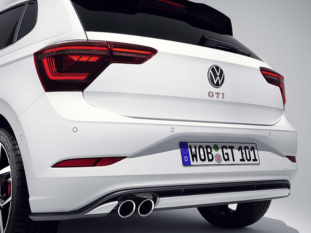 Rear of a white VW Polo GTI