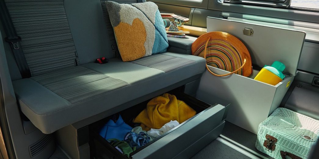 Storage compartments, seat back bags and organisers in the VW California